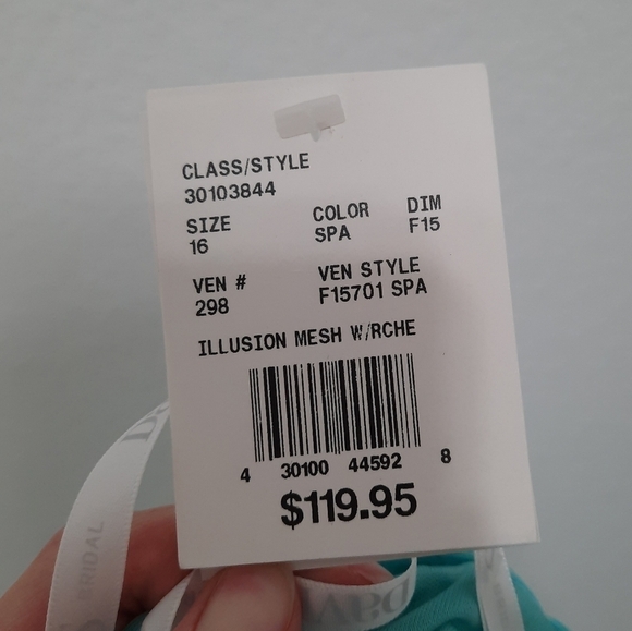 David's Bridal Spa Illusion Mesh Neckline Bridesmaids Dress 16 NWT - Picture 4 of 4